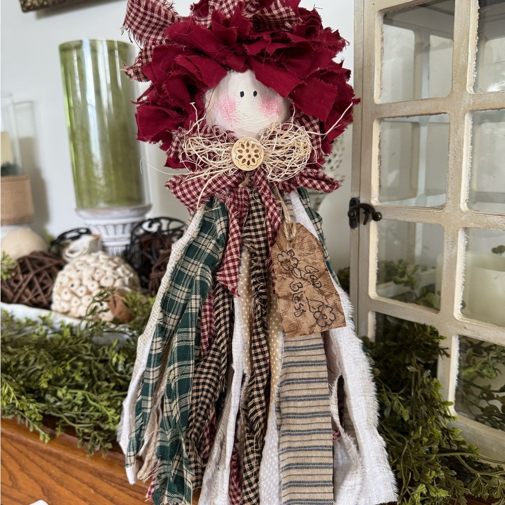 Handcrafted Red and Blue Holiday Angel